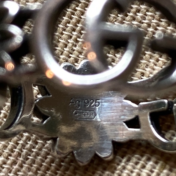 GENUINE GUCCI STERLING LOGO AND FLOWER BAND - Picture 7 of 10